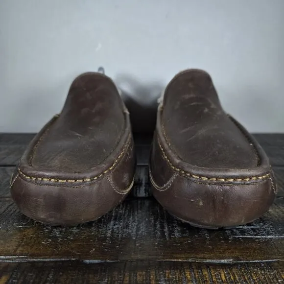 NEW UGG Australia Ascot Mens Size 11 3E EEE Moccasin Leather Slipper Shoes Brown