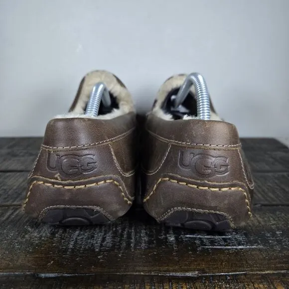 NEW UGG Australia Ascot Mens Size 11 3E EEE Moccasin Leather Slipper Shoes Brown