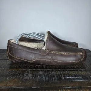 NEW UGG Australia Ascot Mens Size 11 3E EEE Moccasin Leather Slipper Shoes Brown