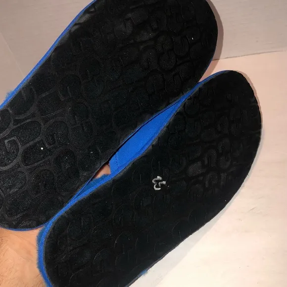 New UGG Australia Blue Suede Scuff Mens Slippers Mules Shoes Shearling sz 11