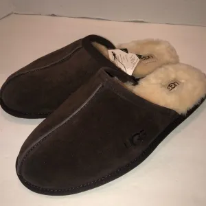 New UGG Australia Mens Scuff Brown Suede Shearling Slippers Mules Shoes sz 11