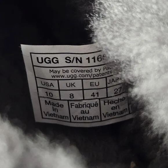 NEW UGG Nita Womens Size 10 Fuzzy Platform Slipper Shoes Genuine Shearling Black