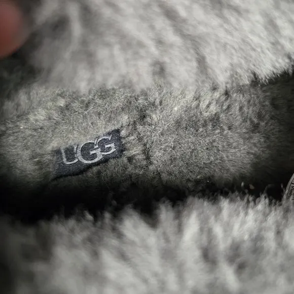 NEW UGG Nita Womens Size 10 Fuzzy Platform Slipper Shoes Genuine Shearling Black