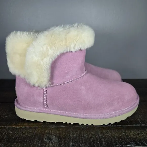 NEW UGG Saniya Shearling Youth Kids Size 3 Boots Shoes Slippers Winter Pink