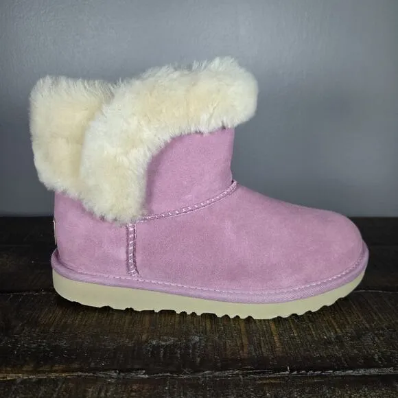 NEW UGG Saniya Shearling Youth Kids Size 3 Boots Shoes Slippers Winter Pink