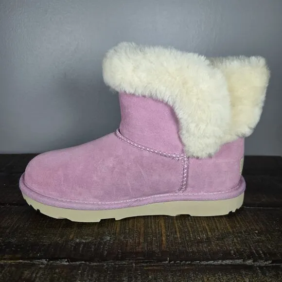 NEW UGG Saniya Shearling Youth Kids Size 3 Boots Shoes Slippers Winter Pink