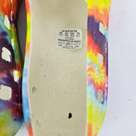 New VANS‎ Slip-On Trek Rubber Shoes Tie Dye Rainbow Mens Size 11