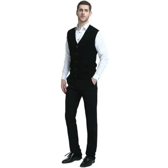 New Vest Sweater Cable Knit Cardigan Black