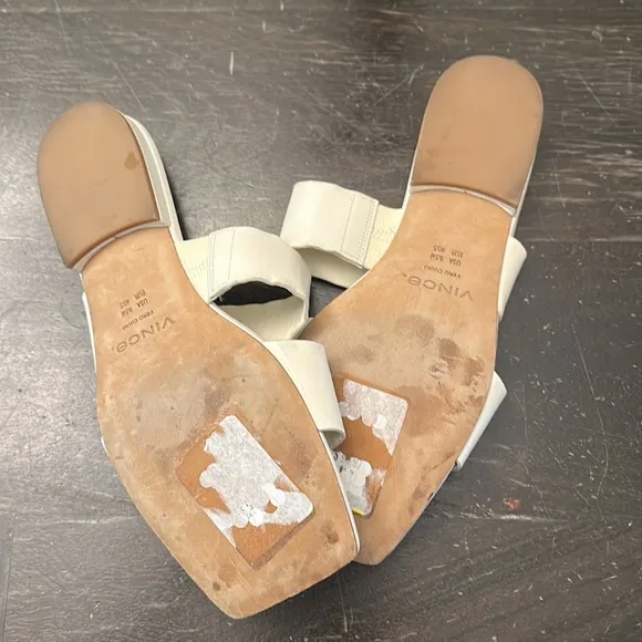 NEW VINCE Zofi Mafaldo white leather stretch sandals shoes women size 9.5