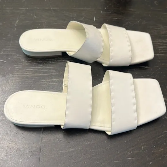 NEW VINCE Zofi Mafaldo white leather stretch sandals shoes women size 9.5
