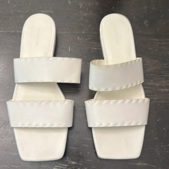 NEW VINCE Zofi Mafaldo white leather stretch sandals shoes women size 9.5