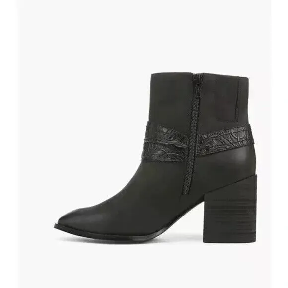 New VIONIC “CARNELIA” BLACK LEATHER  ANKLE BOOTS/BOOTIES SIZE 8