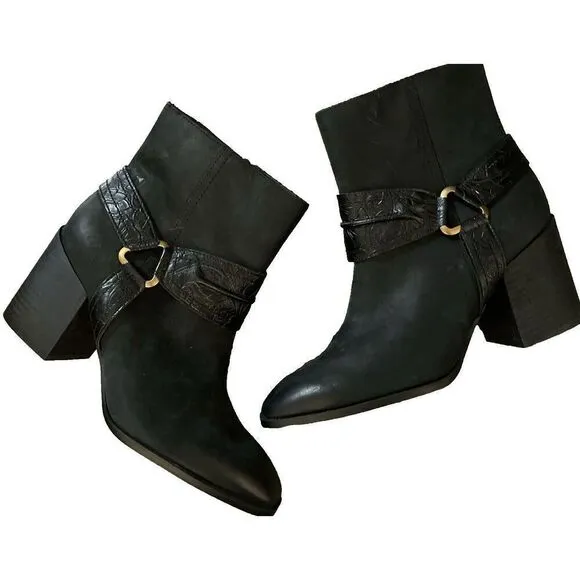 New VIONIC “CARNELIA” BLACK LEATHER  ANKLE BOOTS/BOOTIES SIZE 8