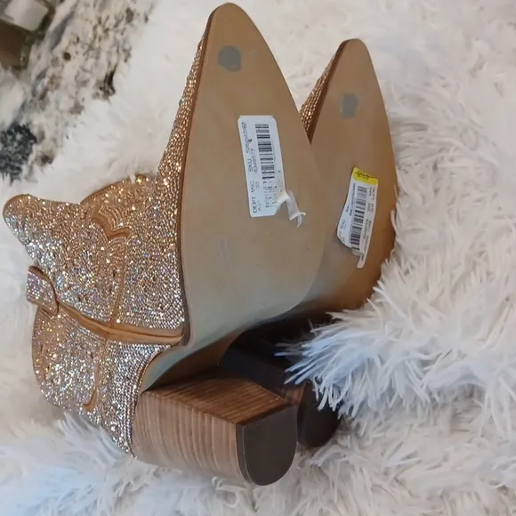 NEW Western Rose Gold Rhinestone Leather DINGO Cowboy Cowgirl Boots SZ 11