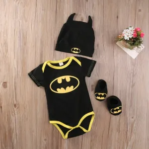 Newborn Toddler Baby Boy Batman Romper Shoes Hat 3Pcs Clothes Outfit Costume USA