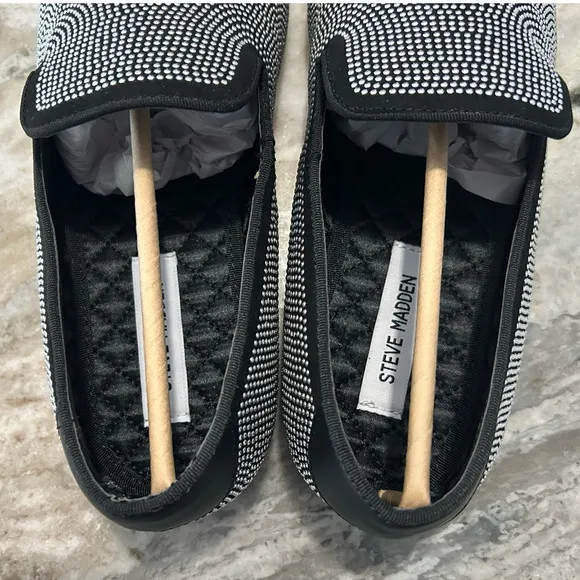 NIB $125 Steve Madden Mezmoryz Stud Smoking Slippers, Black/Silver, Men’s 9.5