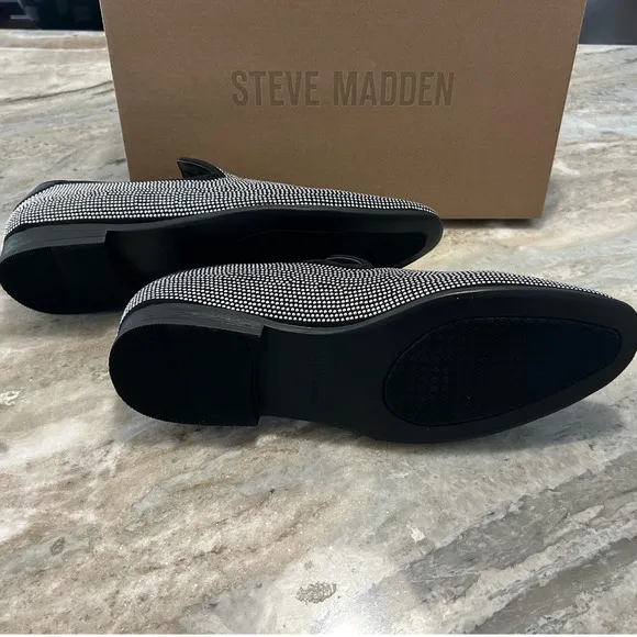 NIB $125 Steve Madden Mezmoryz Stud Smoking Slippers, Black/Silver, Men’s 9.5