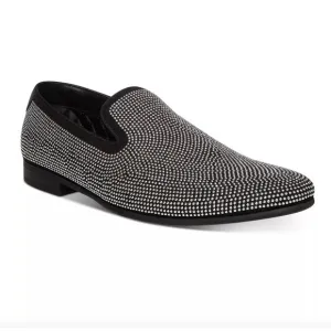 NIB $125 Steve Madden Mezmoryz Stud Smoking Slippers, Black/Silver, Men’s 9.5