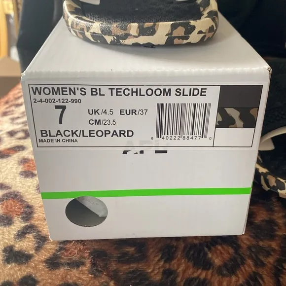 NIB APL Women's Big Logo Techloom Slide Black/Leopard