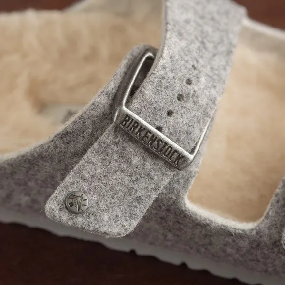 NIB Birkenstock Arizona Happy Lamb Sandals Kid's Size 2-2.5/US Gray