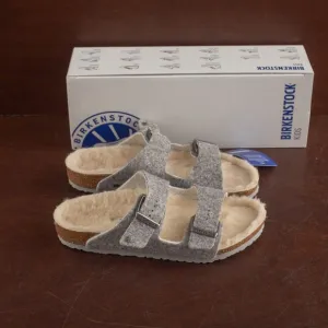 NIB Birkenstock Arizona Happy Lamb Sandals Kid's Size 2-2.5/US Gray