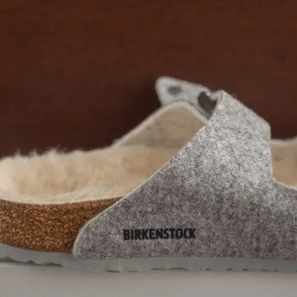 NIB Birkenstock Arizona Happy Lamb Sandals Kid's Size 2-2.5/US Gray