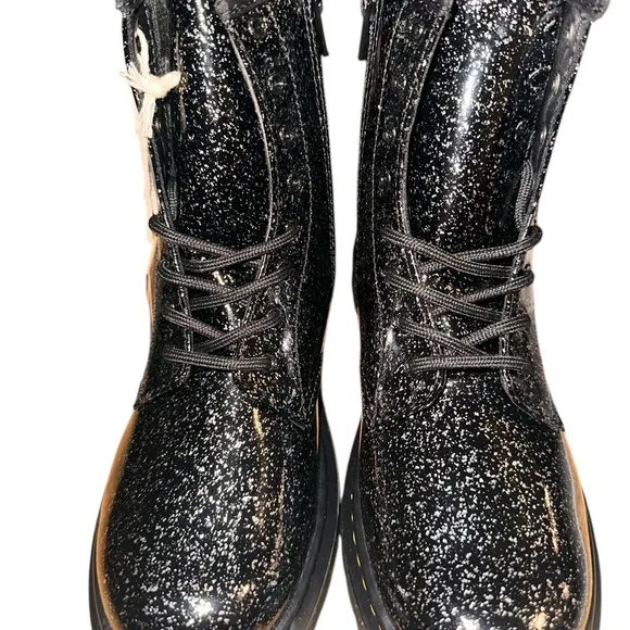 NIB Dr. Martens Youth/Junior 1460 Black Cosmic Glitter lace up boots $75