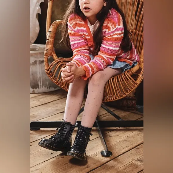NIB Dr. Martens Youth/Junior 1460 Black Cosmic Glitter lace up boots $75