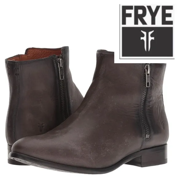 NIB FRYE Carly Double Zipper Leather BOOTS Booties