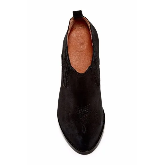 NIB FRYE Ilana Shootie in Black Suede Leather Slip-On Bootie Boots 7.5 $278