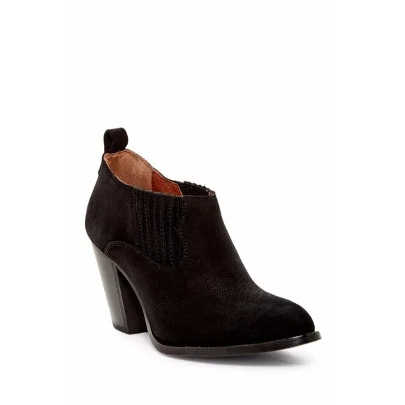 NIB FRYE Ilana Shootie in Black Suede Leather Slip-On Bootie Boots 7.5 $278