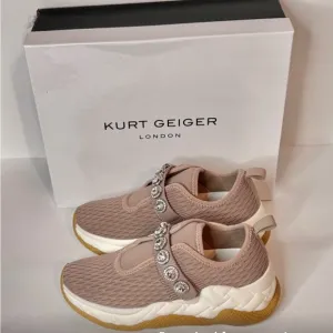 NIB! KURT GEIGER Embellished London Knit Round Toe Wedge Slip-On Sneakers-6