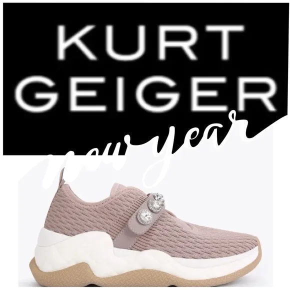 NIB! KURT GEIGER Embellished London Knit Round Toe Wedge Slip-On Sneakers-6
