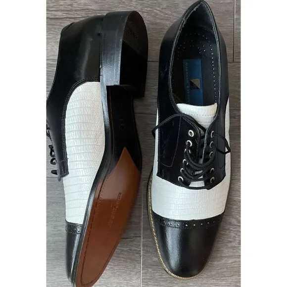 NIB Men's Giorgio Brutini Black/White leather Biscuit Toe Dress Shoes 13