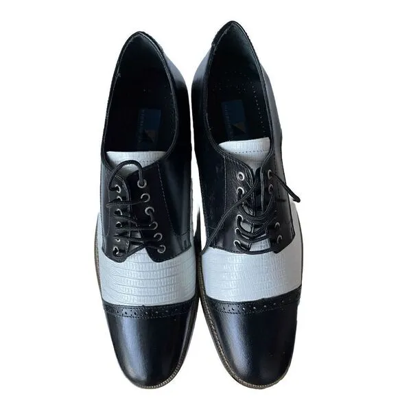 NIB Men's Giorgio Brutini Black/White leather Biscuit Toe Dress Shoes 13