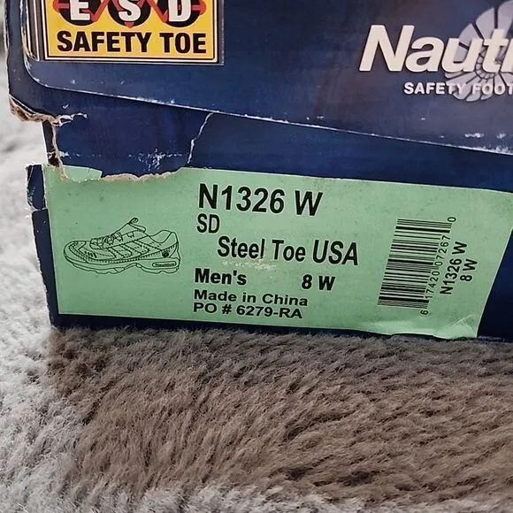 NIB Nautilus Safety Footwear Men's 8W Style N1326 W Blue and Black