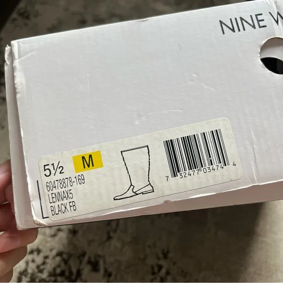NIB Nine West Women's Lenna Over the Knee Low Heel Boots Black Suede, Size 5.5