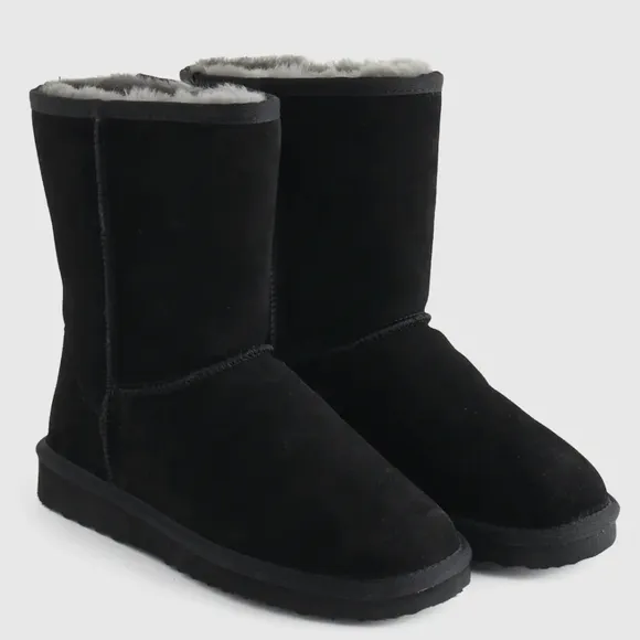 NIB quince Australian Shearling Mid-Calf Boots Black Sz 8