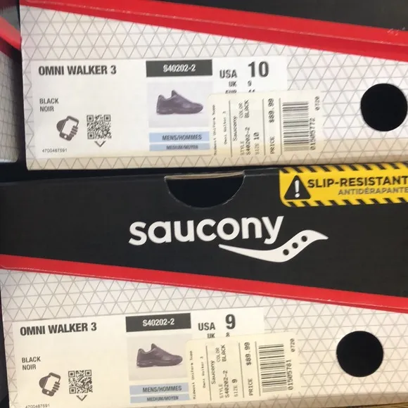 NIB Saucony Omni Walker 3 Black Noir Mens Tennis Shoes