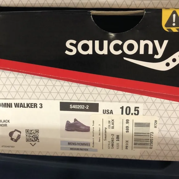 NIB Saucony Omni Walker 3 Black Noir Mens Tennis Shoes