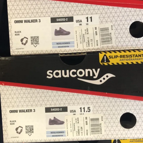 NIB Saucony Omni Walker 3 Black Noir Mens Tennis Shoes