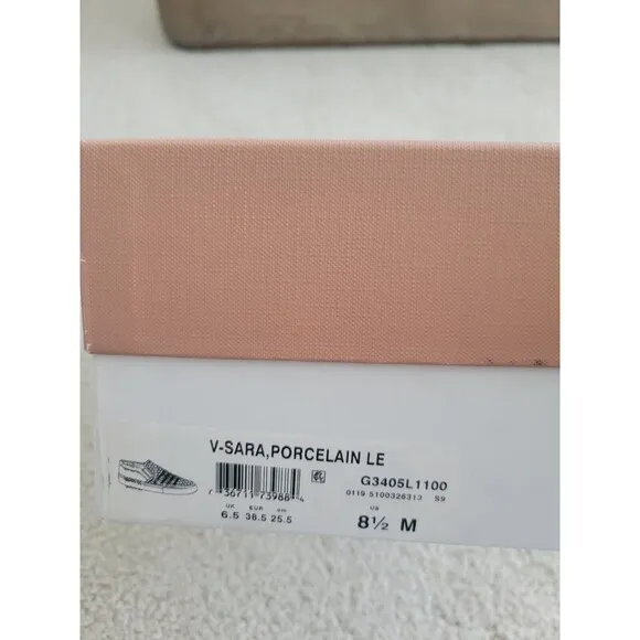 NIB Via Spiga Women Sara Slip on Sneakers Woven Leather WHITE SZ 8.5M MSRP $135