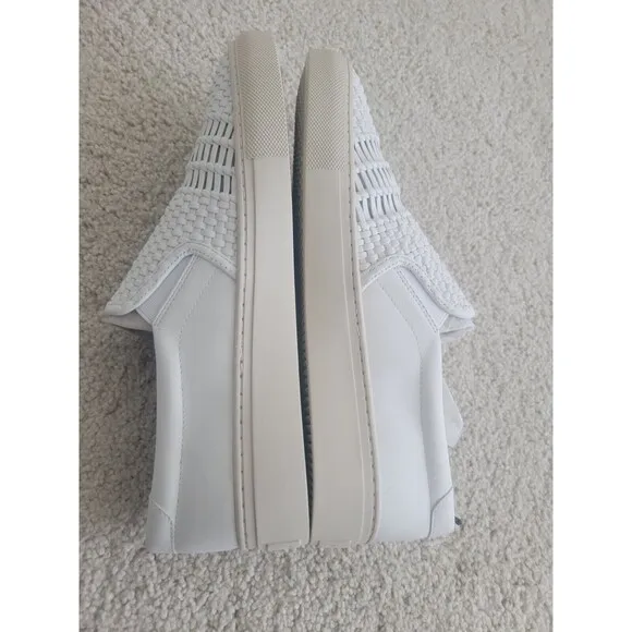 NIB Via Spiga Women Sara Slip on Sneakers Woven Leather WHITE SZ 8.5M MSRP $135