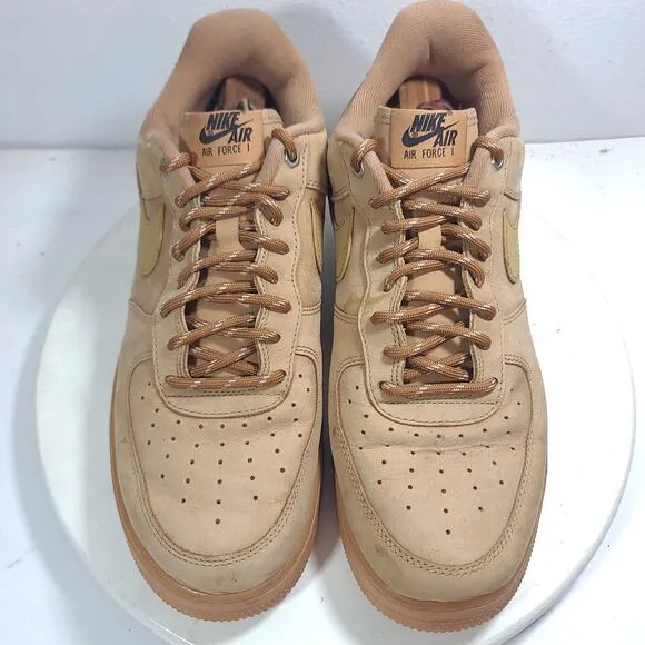 NIKE AIR FORCE 1 '07 LOW FLAX MENS SIZE 12 WHEAT GUM SHOES SNEAKERS