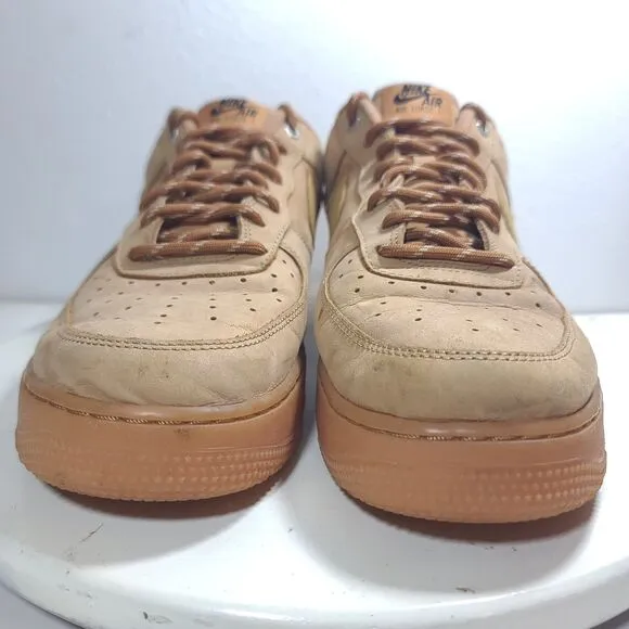 NIKE AIR FORCE 1 '07 LOW FLAX MENS SIZE 12 WHEAT GUM SHOES SNEAKERS
