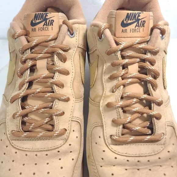 NIKE AIR FORCE 1 '07 LOW FLAX MENS SIZE 12 WHEAT GUM SHOES SNEAKERS
