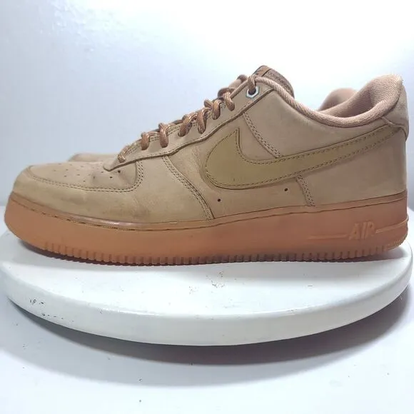 NIKE AIR FORCE 1 '07 LOW FLAX MENS SIZE 12 WHEAT GUM SHOES SNEAKERS