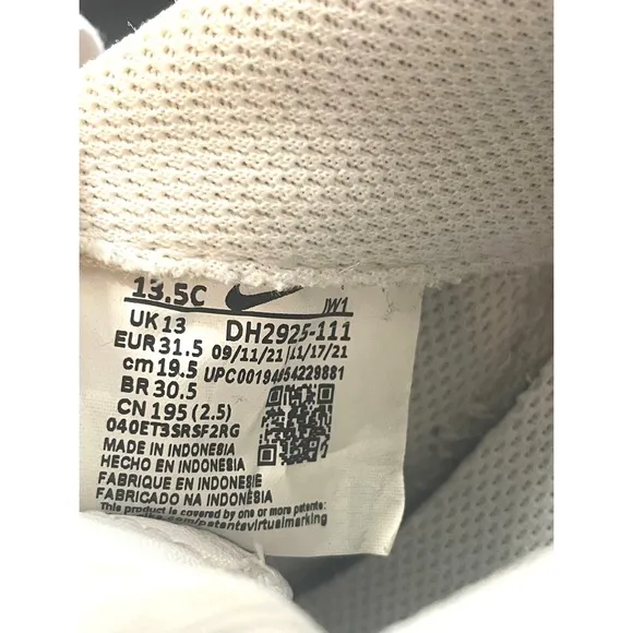 Nike Air Force 1 Low Triple White AF1 Sneakers DH2920-111 Youth Size 13.5