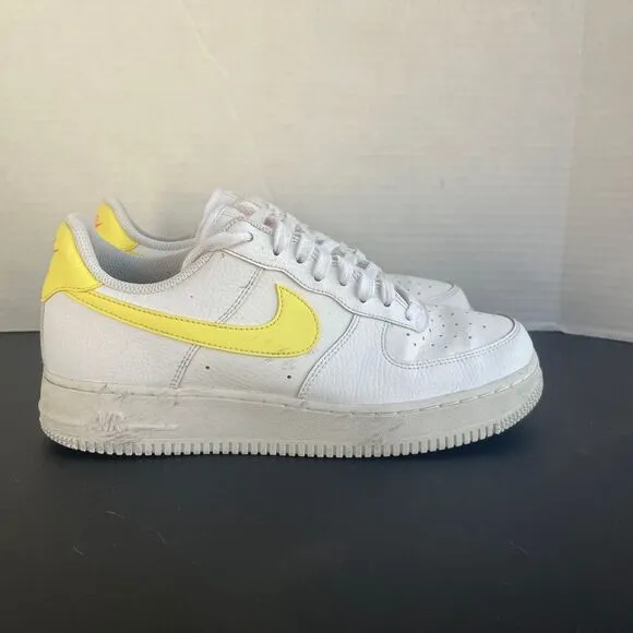 Nike Air Force 1‎ White Yellow Swoosh Sneakers Classic Lifestyle Athletic Shoes