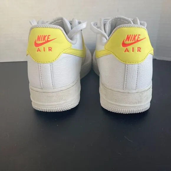 Nike Air Force 1‎ White Yellow Swoosh Sneakers Classic Lifestyle Athletic Shoes